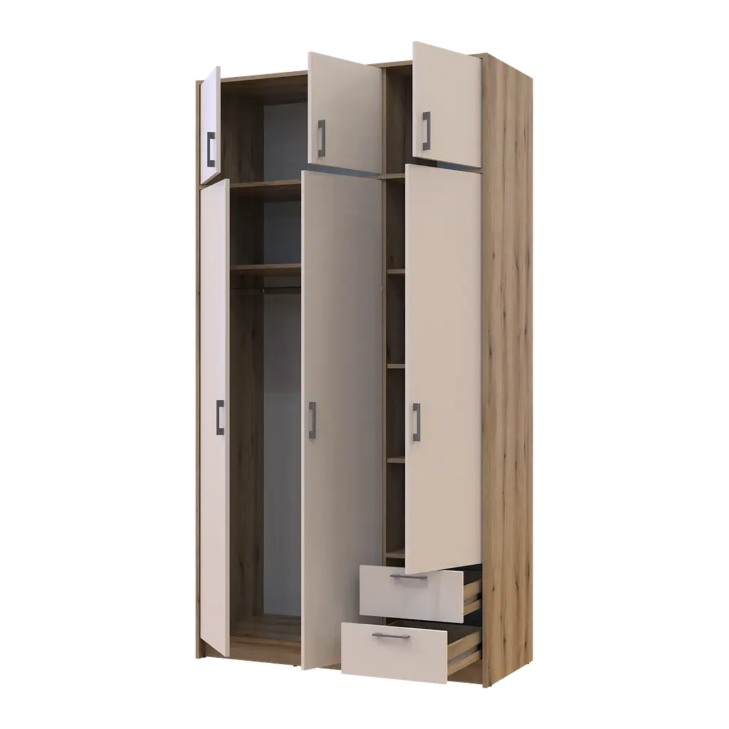Шафа для одягу Doros Ронді з антресолей Дуб Артизан/Кашемір 3ДСП 121х52х236 (80737819) - фото 3