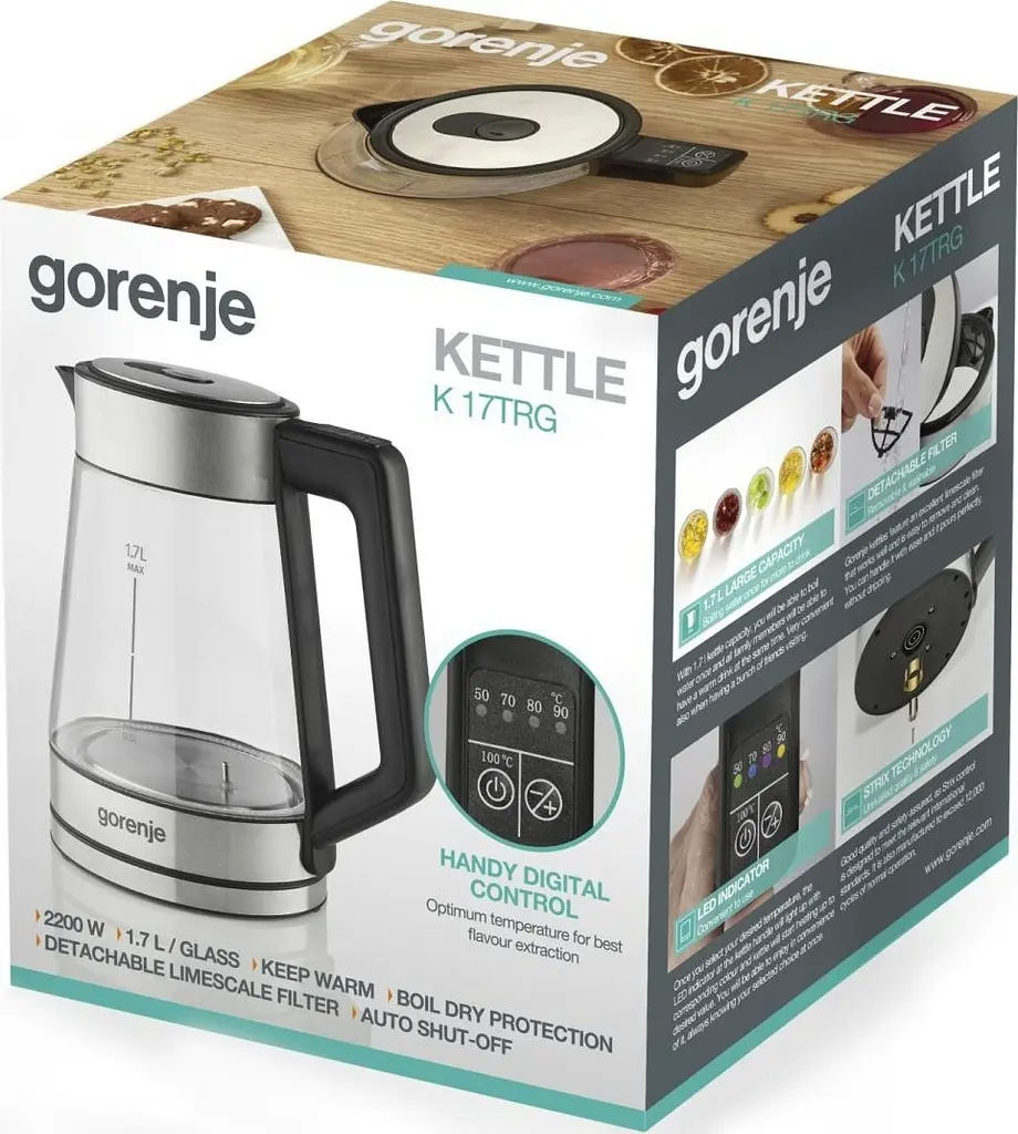 Електрочайник Gorenje K17TRG 1.7 л нержавіюча сталь - фото 8