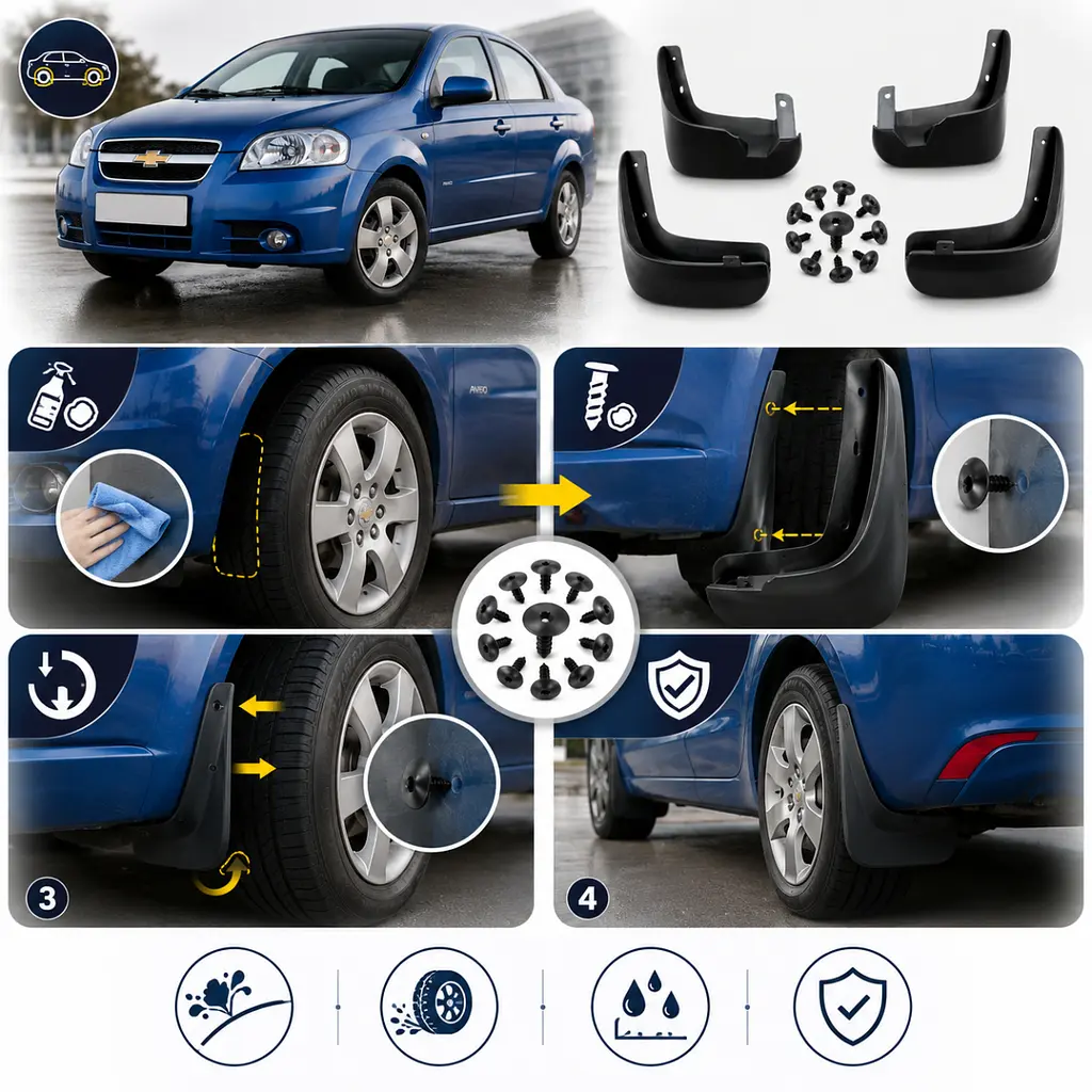 Бризковики для Chevrolet Aveo T250 / ZAZ Vida 2006-2014 Комплект 4 шт - фото 3