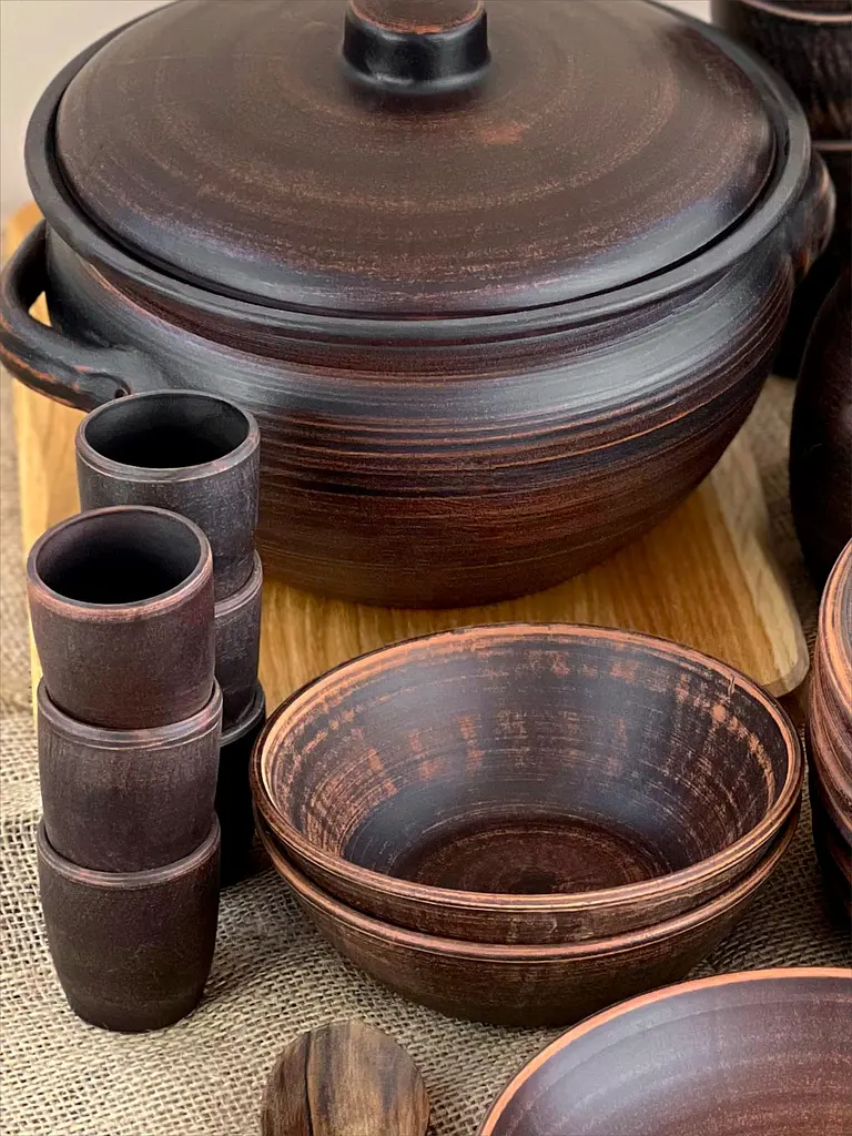 Шашличний столовий сервіз керамічного (глиняного) посуду на 6 чоловік Гладкий - фото 4