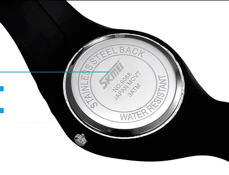 Наручний годинник жіночий Skmei Rubber Black 9068 Чорний (366) - фото 6