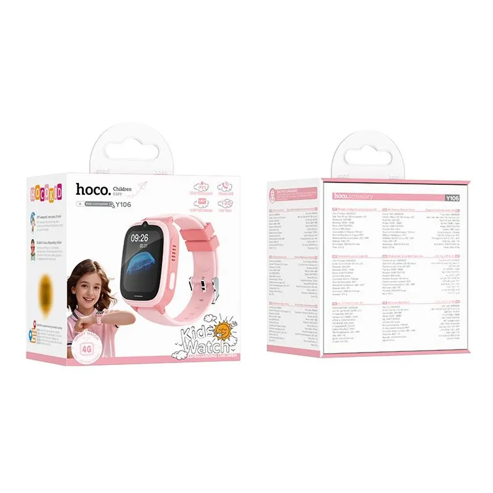 Дитячий смарт годинник Hoco Y106 4G з функцією відеодзвінка рожевий 6942007658713 - фото 3