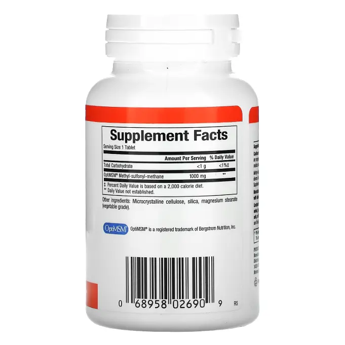 MSM (Сірка) MSM 1,000 mg 90 Tablets Natural Factors vit0006630 - фото 2