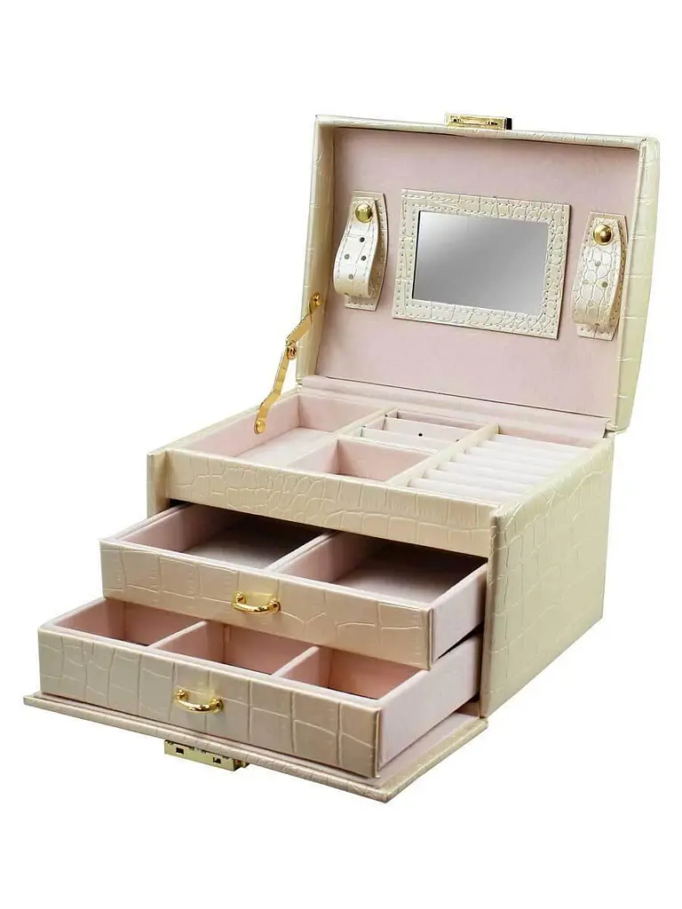 Скринька для прикрас Органайзер для ювелірних виробів Сундук для біжутерії Бежевий - фото 2
