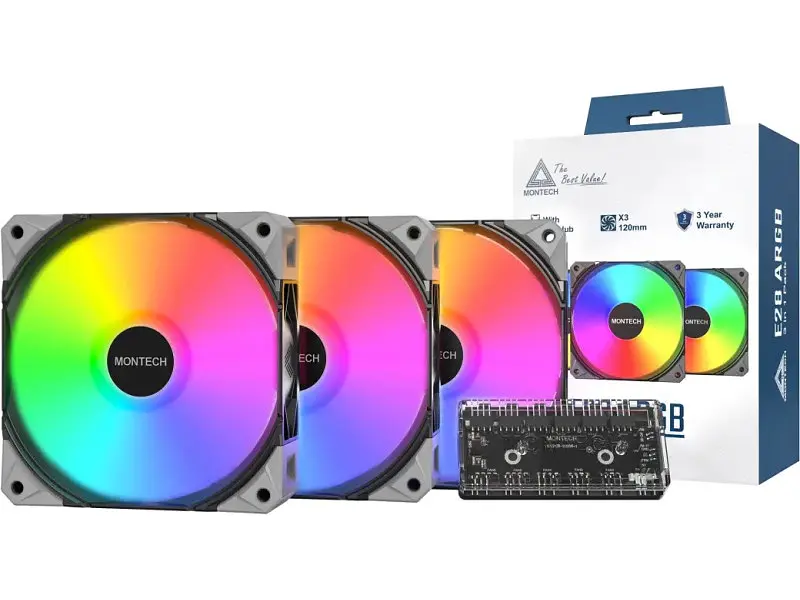 Корпусний вентилятор Montech E28 ARGB 3-Pack Black - фото 6