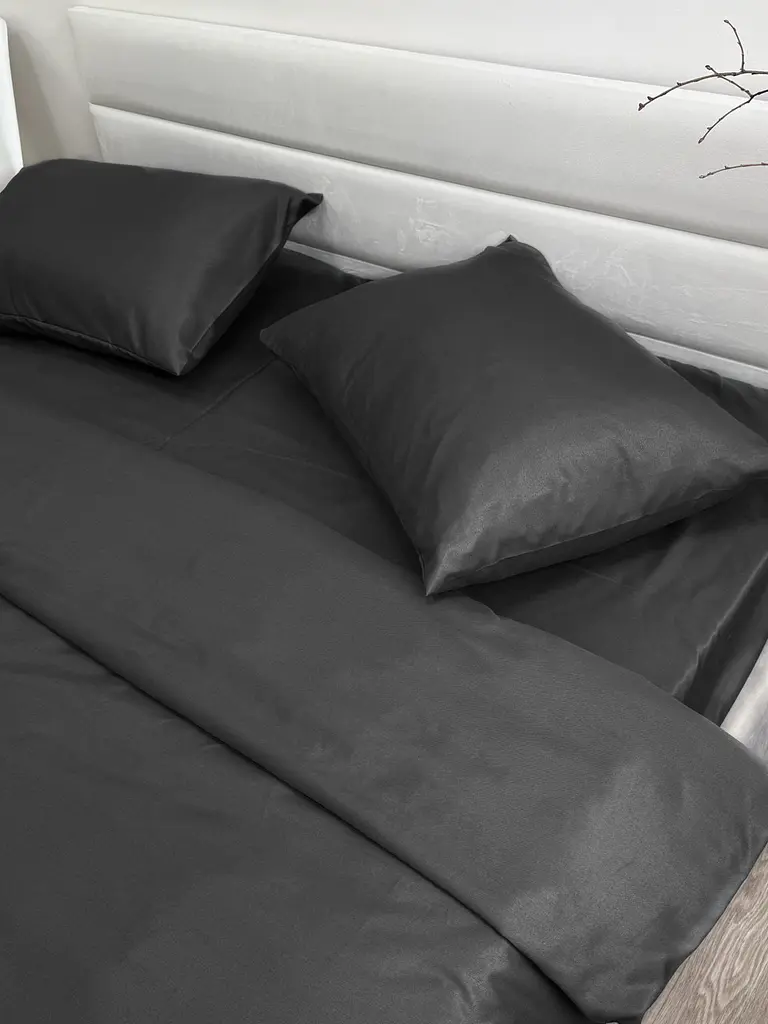 Комплект постільної білизни Ecotton Євро 210х220 см однотонний чорний Black (25187) - фото 5