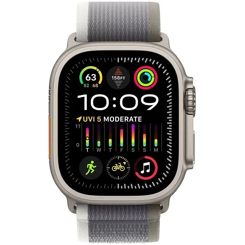 Смарт-годинник Apple Watch Ultra 2 GPS + Cellular 49mm Titanium Case with Green/Gray Trail Loop-M/L (MRF43) - фото 2