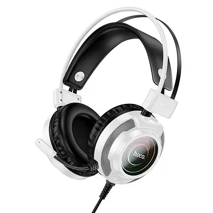 Дротові ігрові навушники Hoco W110 Resource Gaming, RGB, USB, 3.5мм, 2м Білий - фото 2