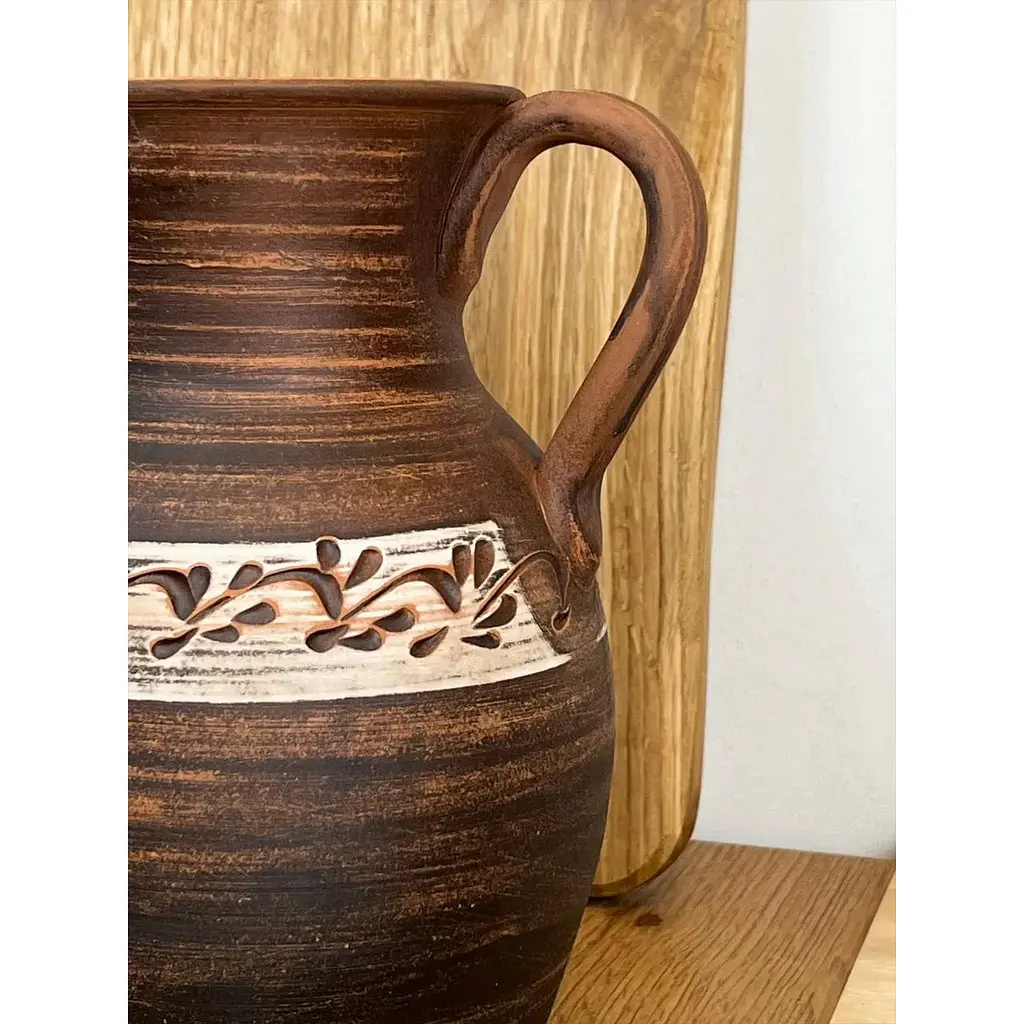 Кувшин 2 литра керамический (глиняный) резной с ручкой   - фото 5