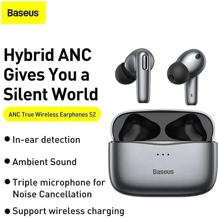 Наушники Bluetooth Baseus Simu ANC S2 (NGS2-0G) серые - фото 8