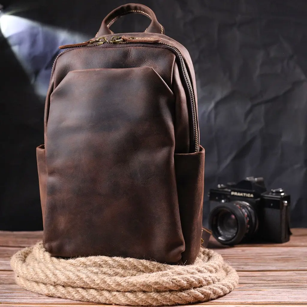 Сумка чоловіча через плече з натуральної vintage шкіри 21285 Vintage коричнева - фото 9