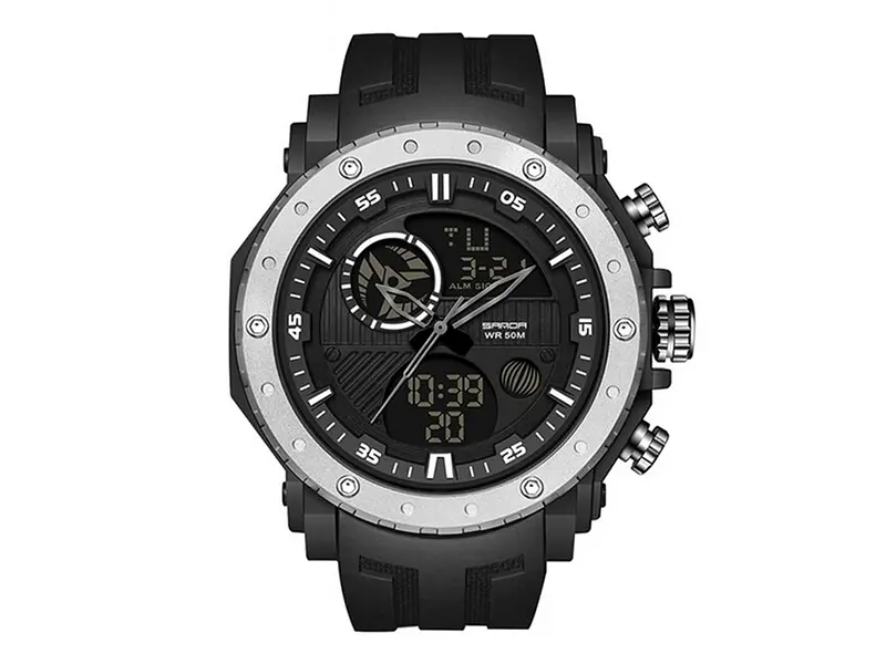 Чоловічий наручний годинник 6012 Black-Silver Sanda acs0030974 - фото 2