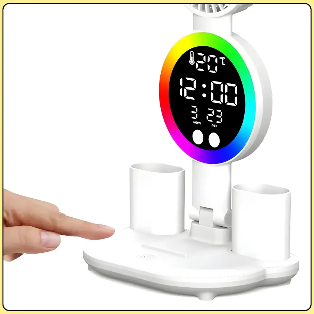 Настільна LED-лампа з 4 панелями, вентилятором і дисплеєм KRX-104 - фото 4