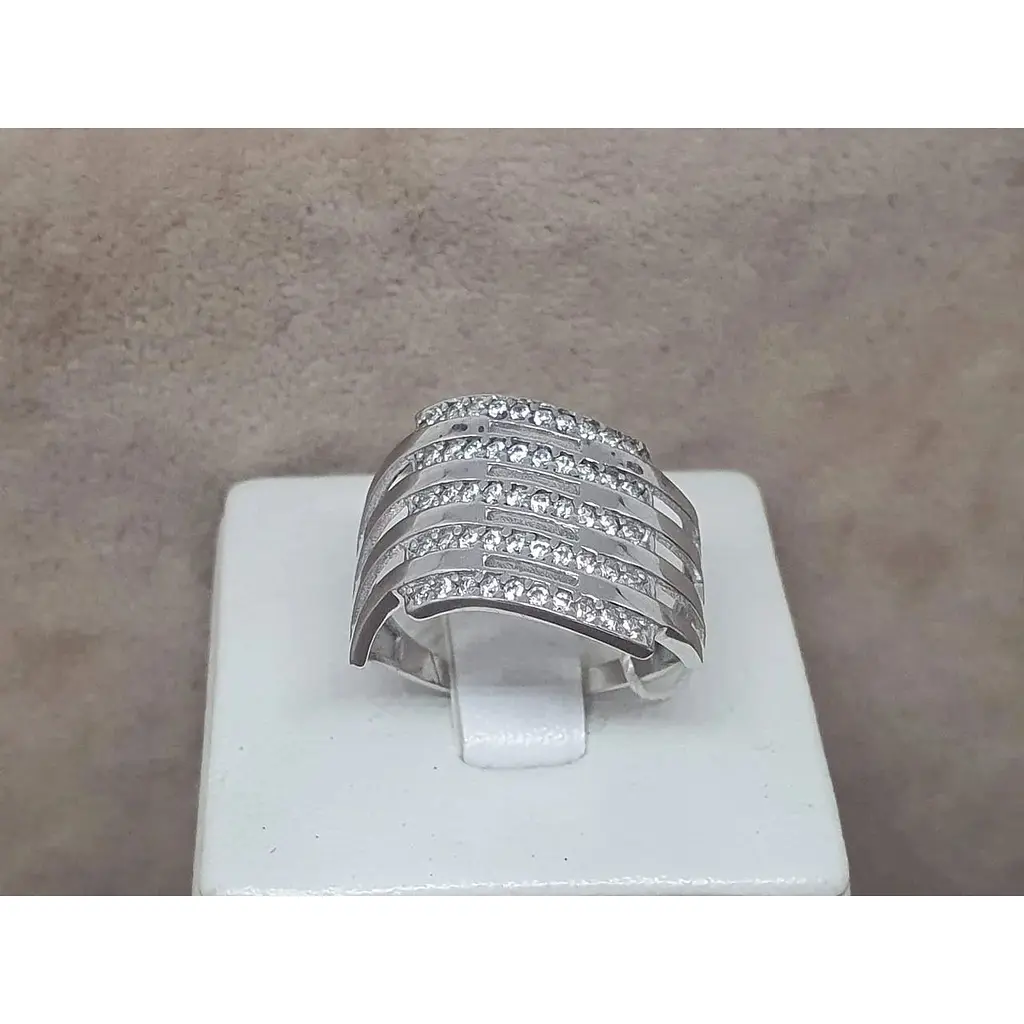 Срібне кільце Імперія золота з фіанітами. КВ714С 18,5 - фото 5