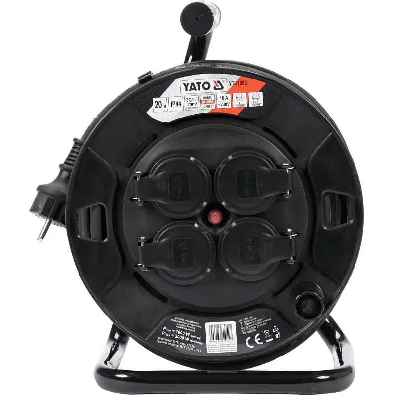 Подовжувач мережевий Yato 4 гнізда 20 м на котушці 16 А 3-жильний 1.5 мм² (YT-81052) - фото 2