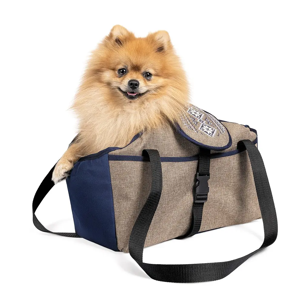 Сумка-переноска для собак Pet Fashion Linen 38х32х22 см бежева - фото 3