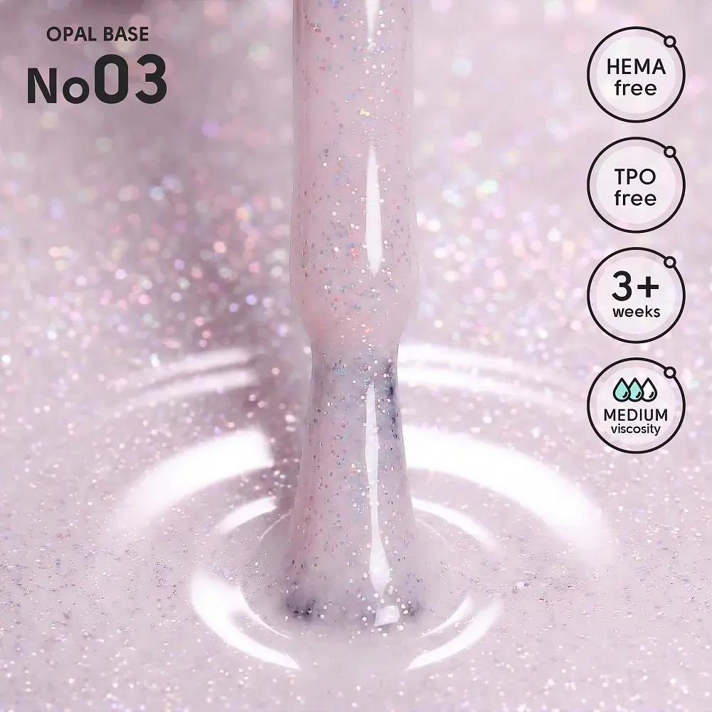 Камуфлююча база для гель-лаку з шимером 03 Opal Base Shelly 12 мл - фото 2