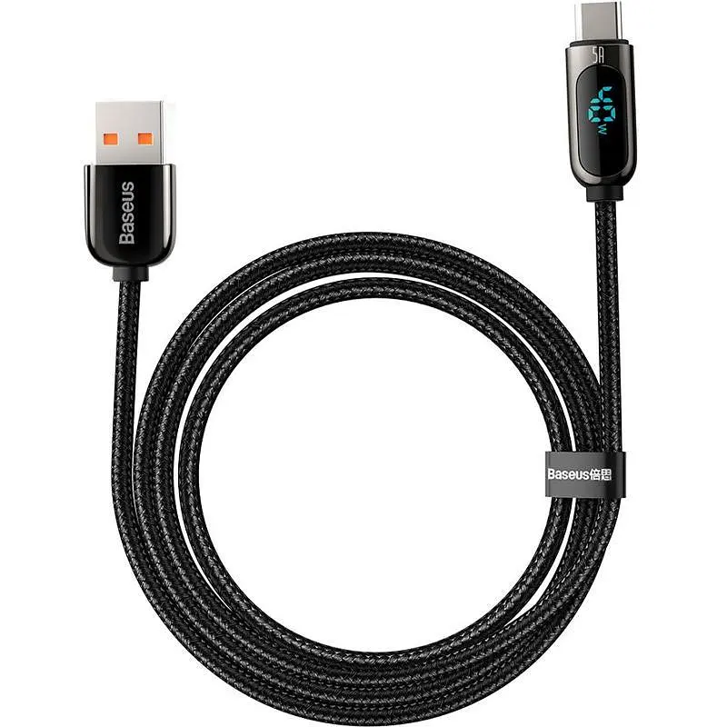 Кабель Baseus Display Fast Charging Cable USB to Type-C 40W 5A 1m CATSK-01 Black - фото 3