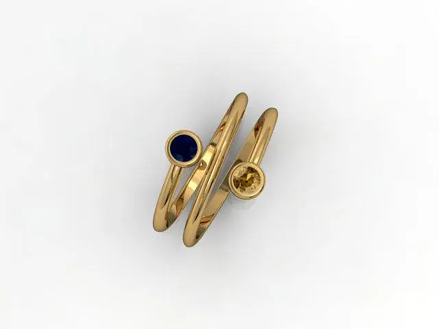 Каблучка з жовтого золота з фіанітами 18 K-0003 - фото 5