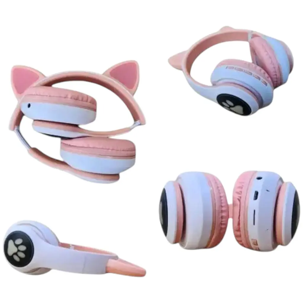 Беспроводные детские наушники Cat Ear STN-28 Bluetooth со светящимися кошачьими ушками розовые - фото 3