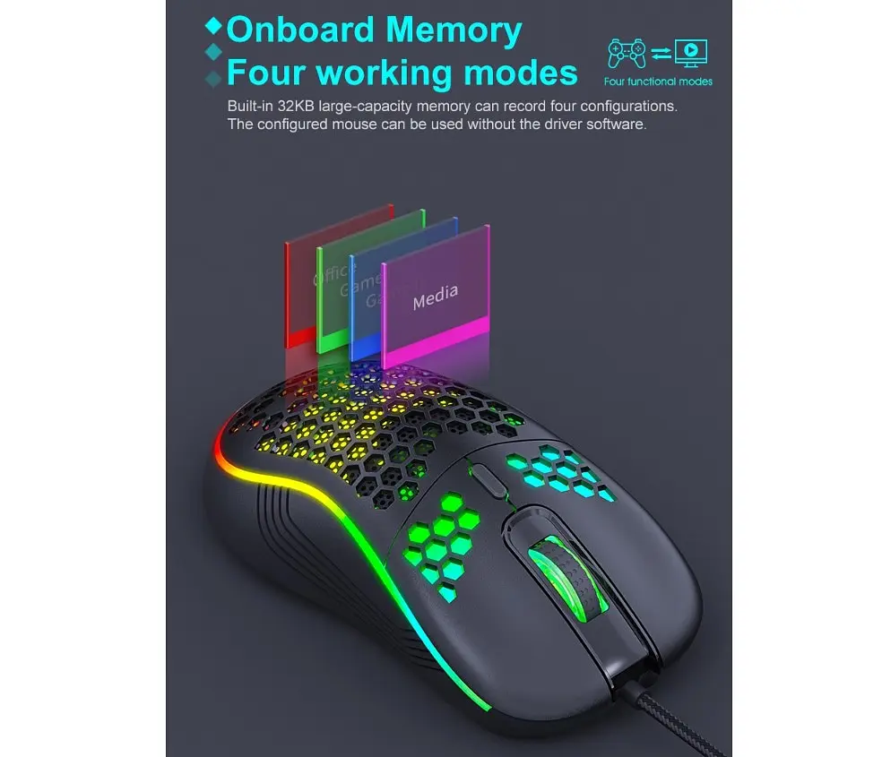 Игровая мышь iMICE T98 6 кнопок, 1200/2400/4800/7200 DPI - фото 4