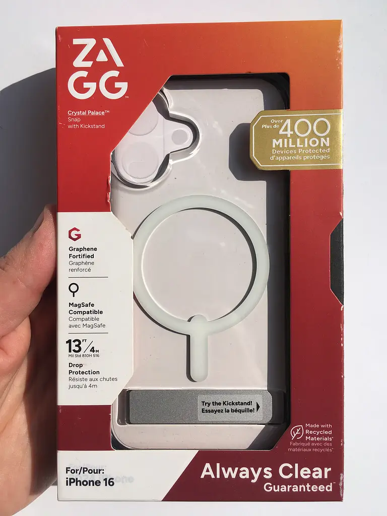 Чохол протиударний із підставкою ZAGG Gear4 Crystal Palace MagSafe для iPhone 16 Прозорий - фото 4