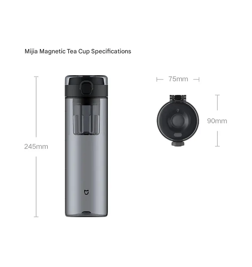 Магнітна пляшка для води та чаю Xiaomi Mijia Magnetic Tea Storage Cup Чорний - фото 2
