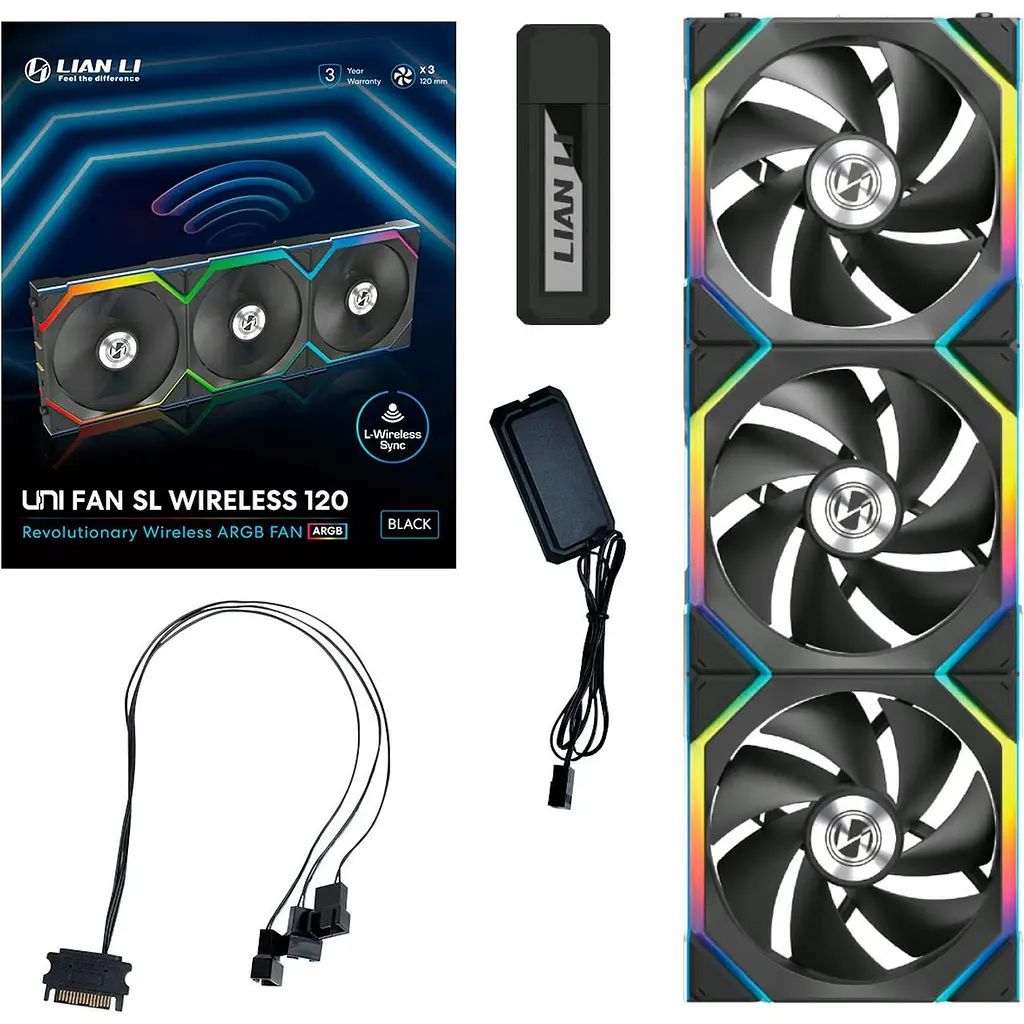 Вентилятор Lian Li Uni Fan SL Wireless 120-3 Чорний (G99.12SL1W3B.00) - фото 2