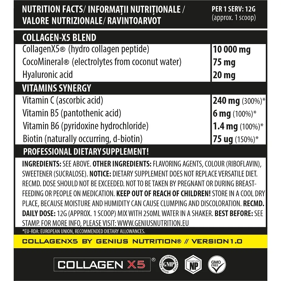 Для суставов и связок Genius Nutrition Collagen-X5 powder Wild strawberry 360 г - фото 2