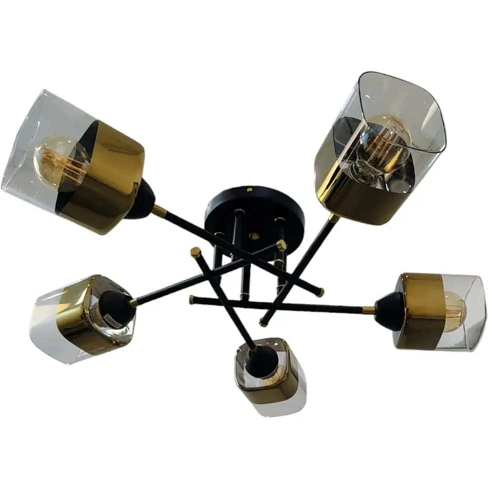 Мінімалістична люстра Brille BR-270S/5 E27 PB+BK - фото 4