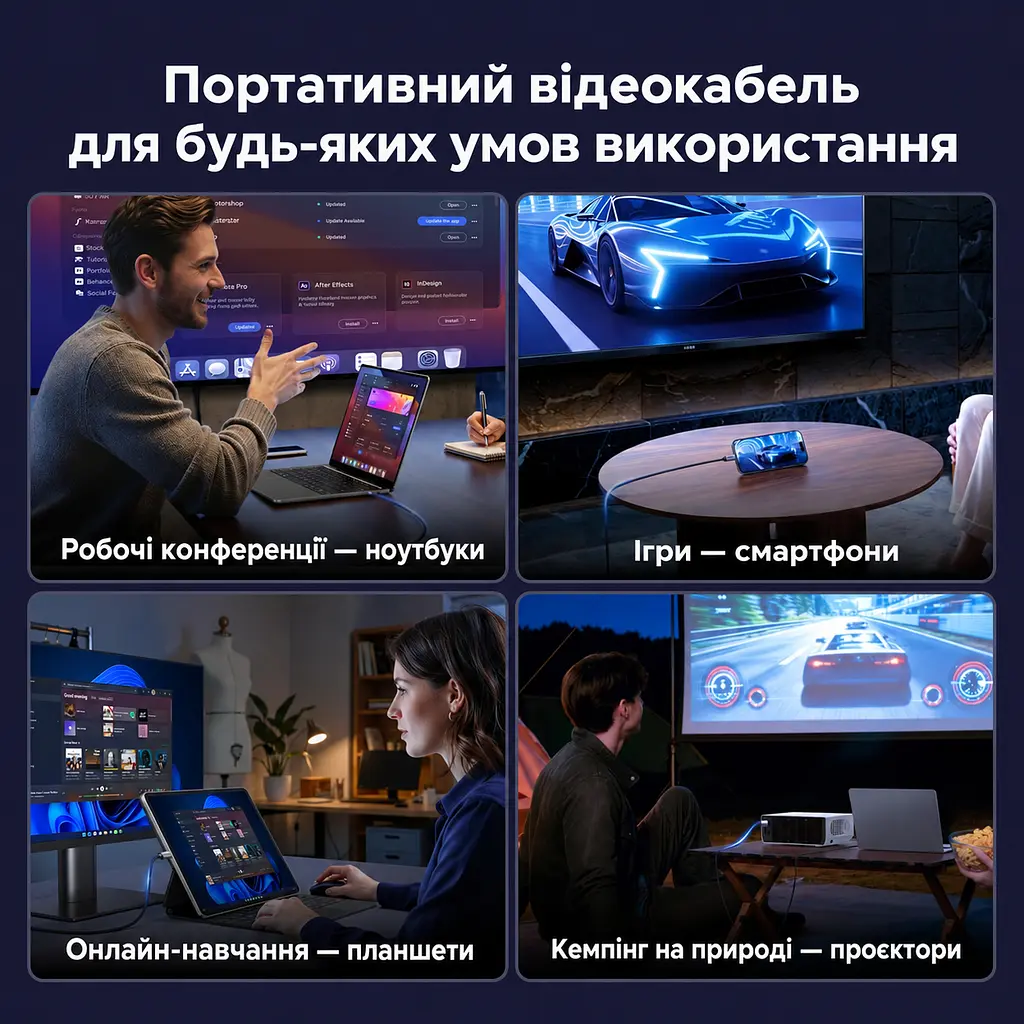 Відеокабель UGREEN CM556 USB-C - DisplayPort 1.4 8K 60 Гц 1 м сіро-чорний (25157) - фото 9