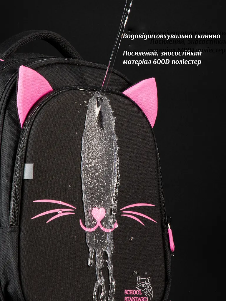 Рюкзак шкільний ортопедичний 6 в 1 для дівчинки School Standard 38х30х18 см з Котом для першокласниць (SET 150-47) - фото 11