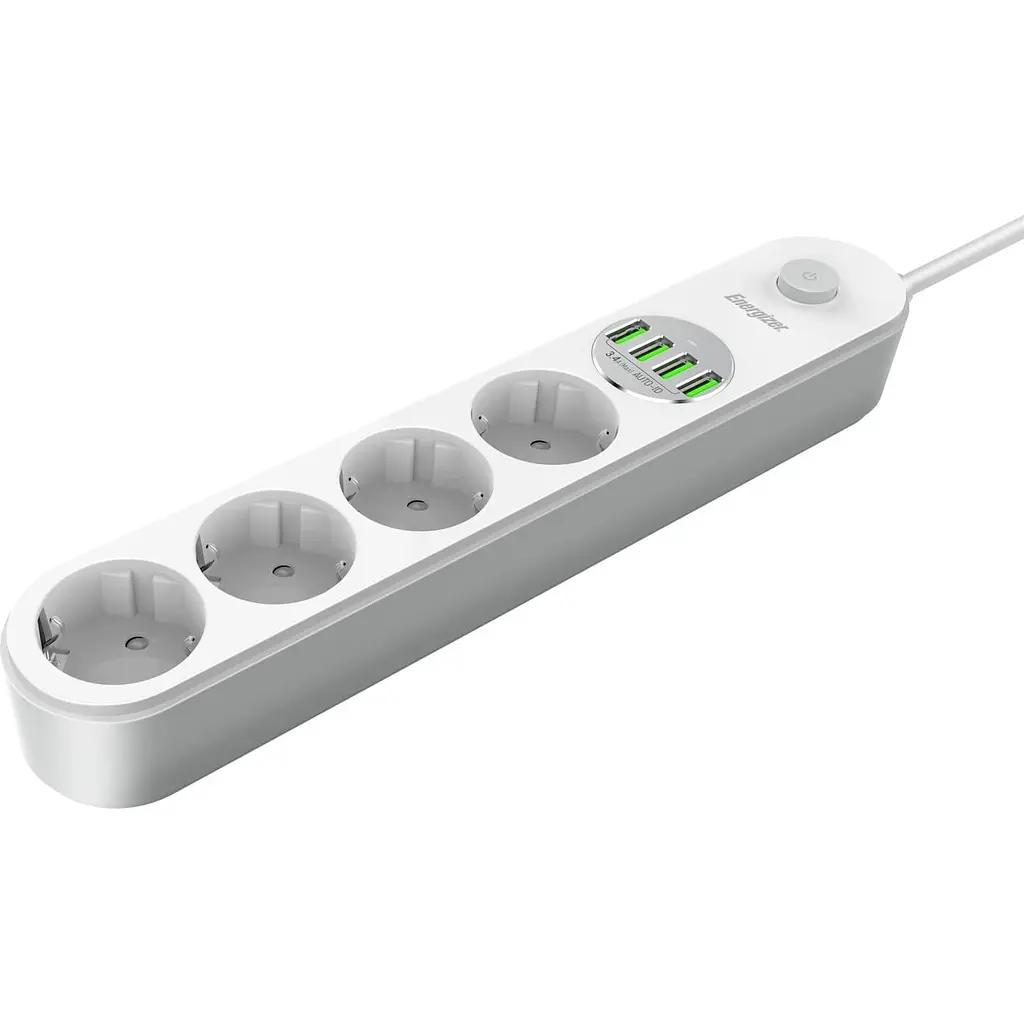 Мережевий фільтр Power filtr 2.0м 4 розетки, 4xUSB 3.4A, з заземленням білий (EPB2500W00EU) - фото 3