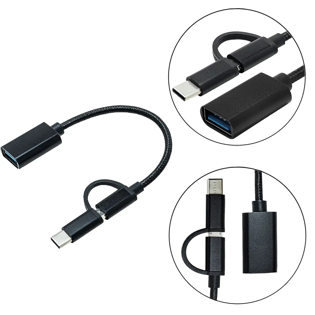 Переходник OTG AC-150 2in1 USB 3.0 - MicroUSB USB Type-C Black XoKo (AC-150-BK) - фото 4