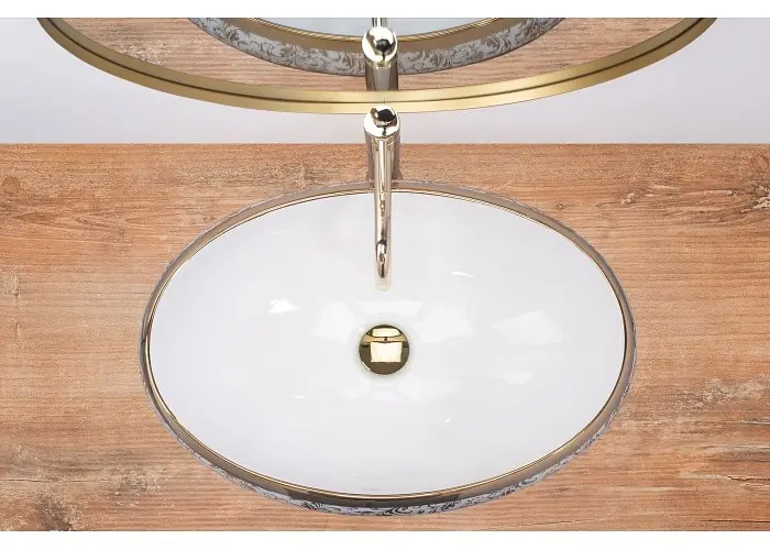 Умивальник Rea Meryl 60x40,5 white-gold (REA-U5054), Глянцева - фото 3