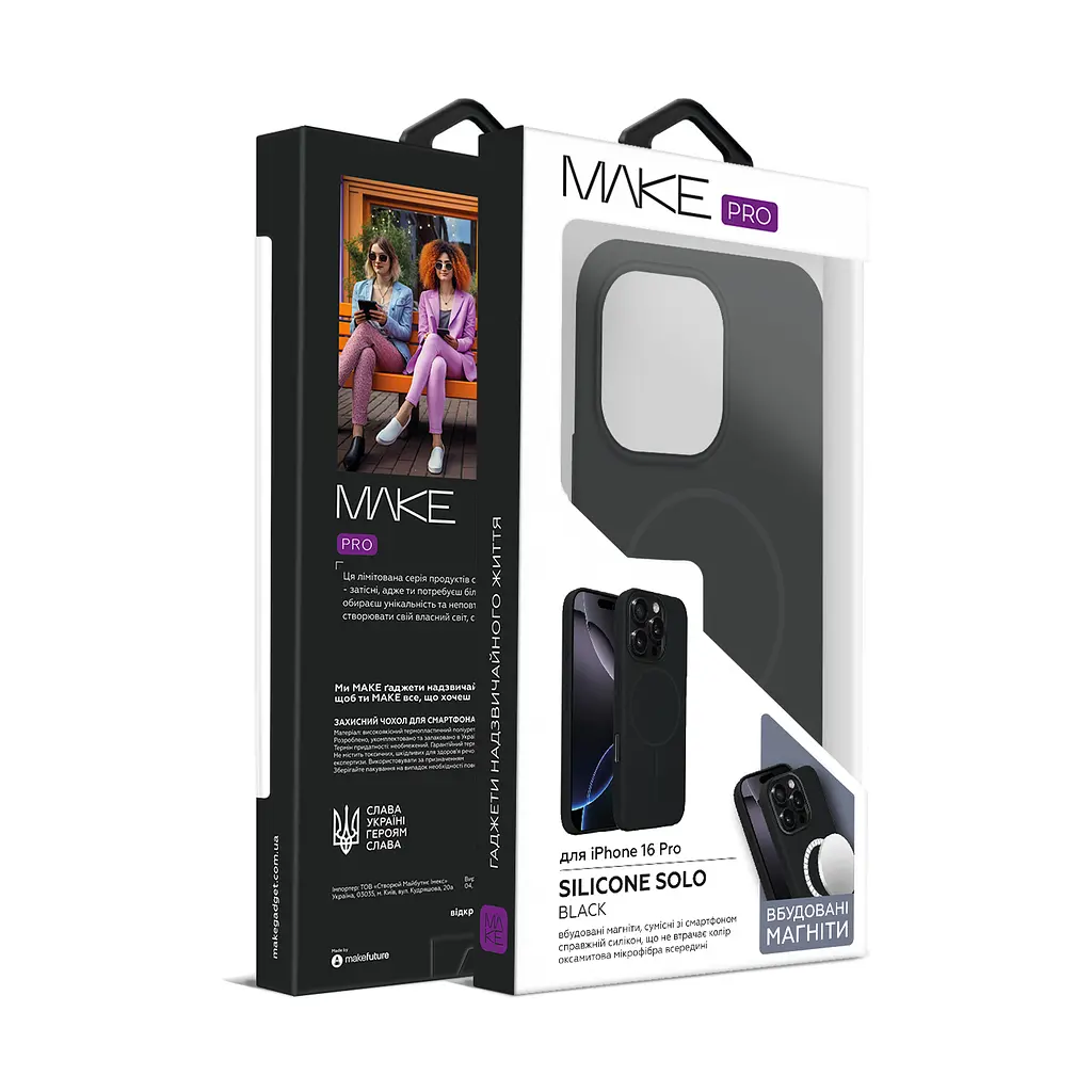Чохол MAKE Apple iPhone 16 Pro Silicone Solo Black - фото 6