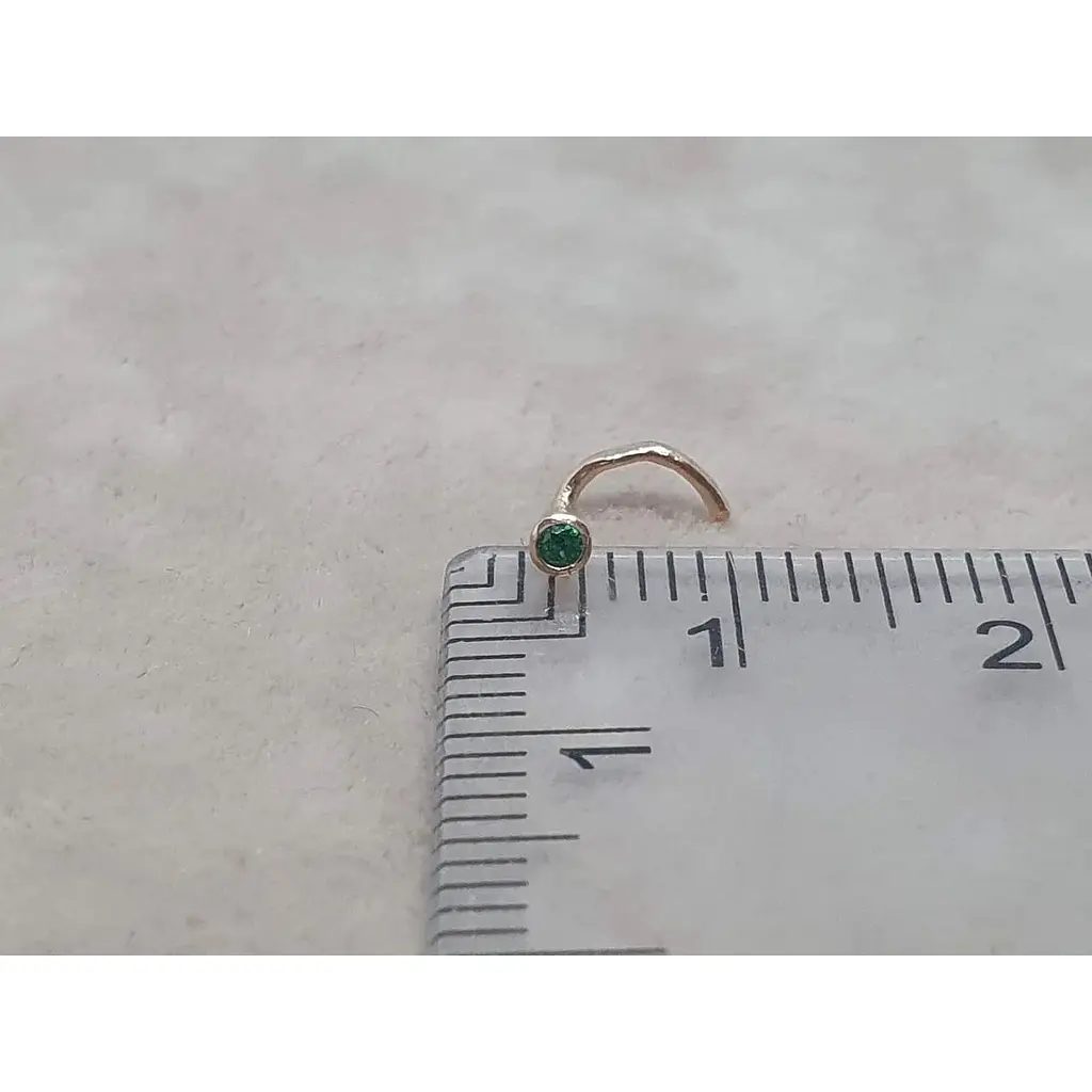 Золотая серьга-пирсинг в нос Dear с фианитом.1024.1 Зеленый - фото 4