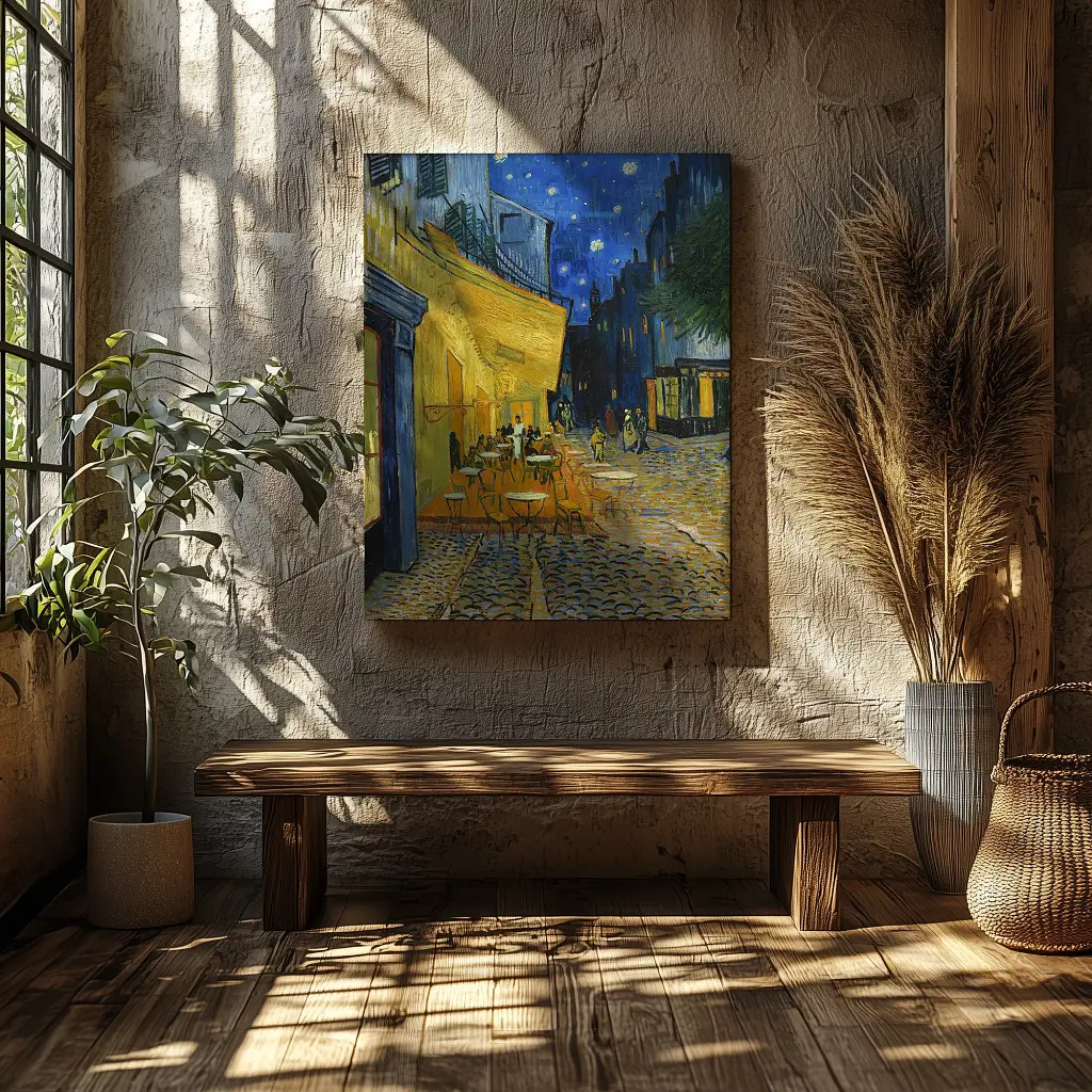 Інтер'єрна картина Нічна тераса кафе, Вінсент ван Гог, Vincent van Gogh, інтер'єрний декор, 75×60 см (id6658) - фото 2