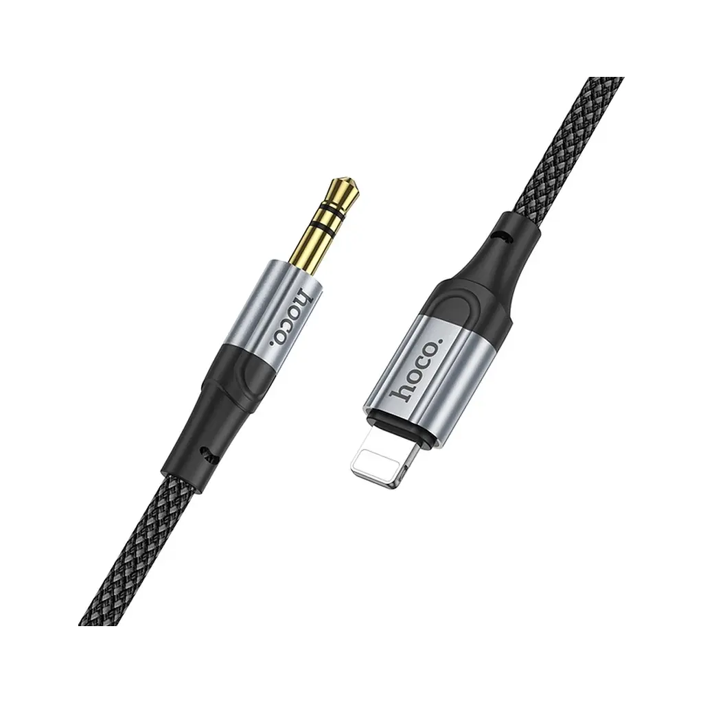Кабель мультимедійний Lightning to 3.5mm M 1.0m nylon UPA26 black HOCO (6942007608817) - фото 2