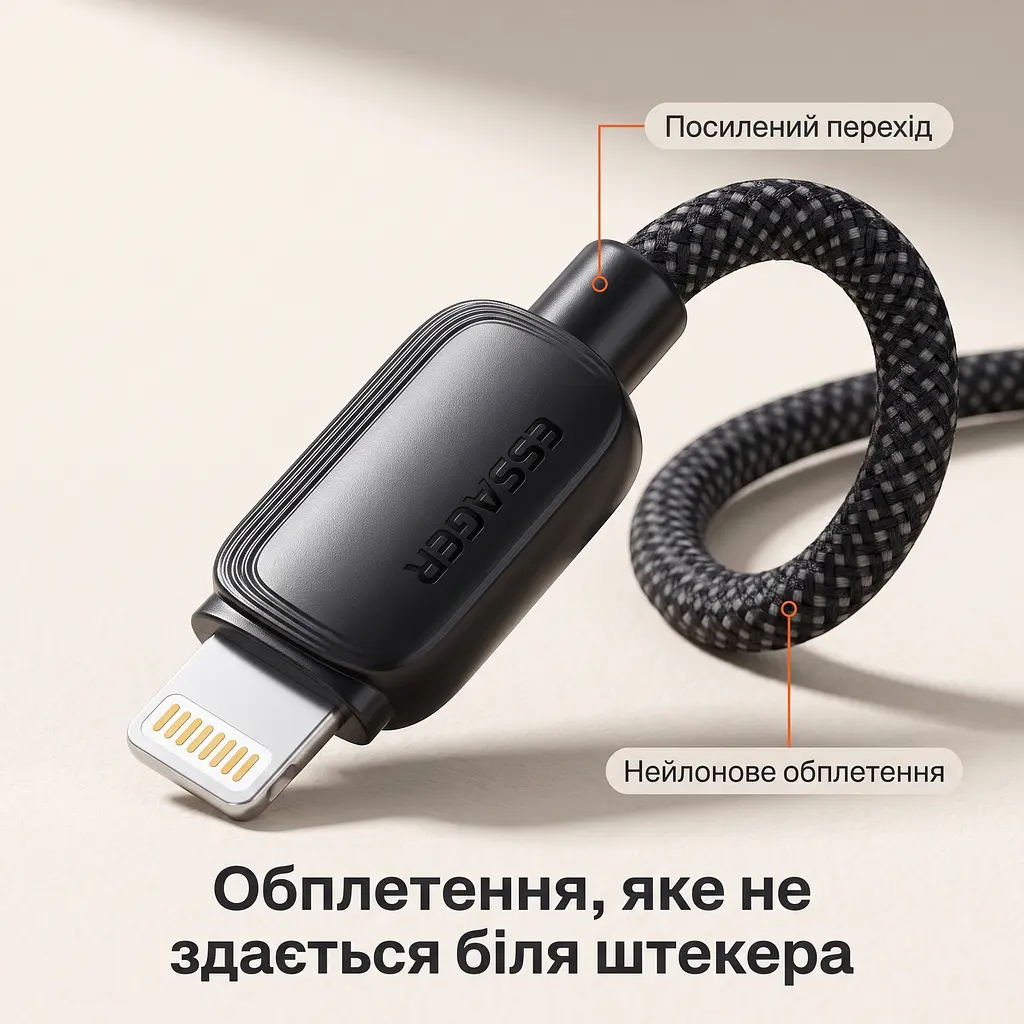 Швидка зарядка iPhone компактний GaN-блок 20 Вт на два порти та нейлоновий кабель USB-C — Lightning - фото 8