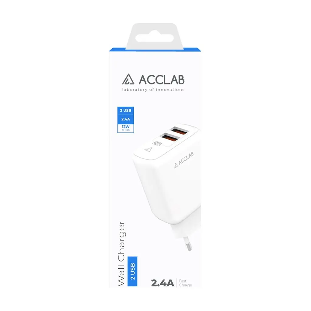 Зарядний пристрій ACCLAB AL-TC224 2хUSB 5В/2,4A/12W (1283126538834) - фото 2