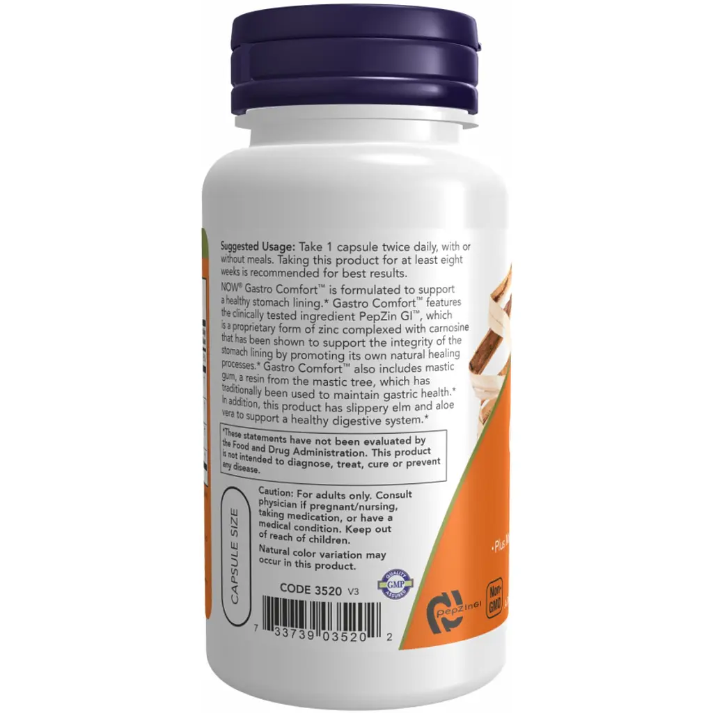 Добавка Now Foods Gastro Comfort With Pepzin Gi для здоровья пищеварительной системы 60 капсул - фото 3