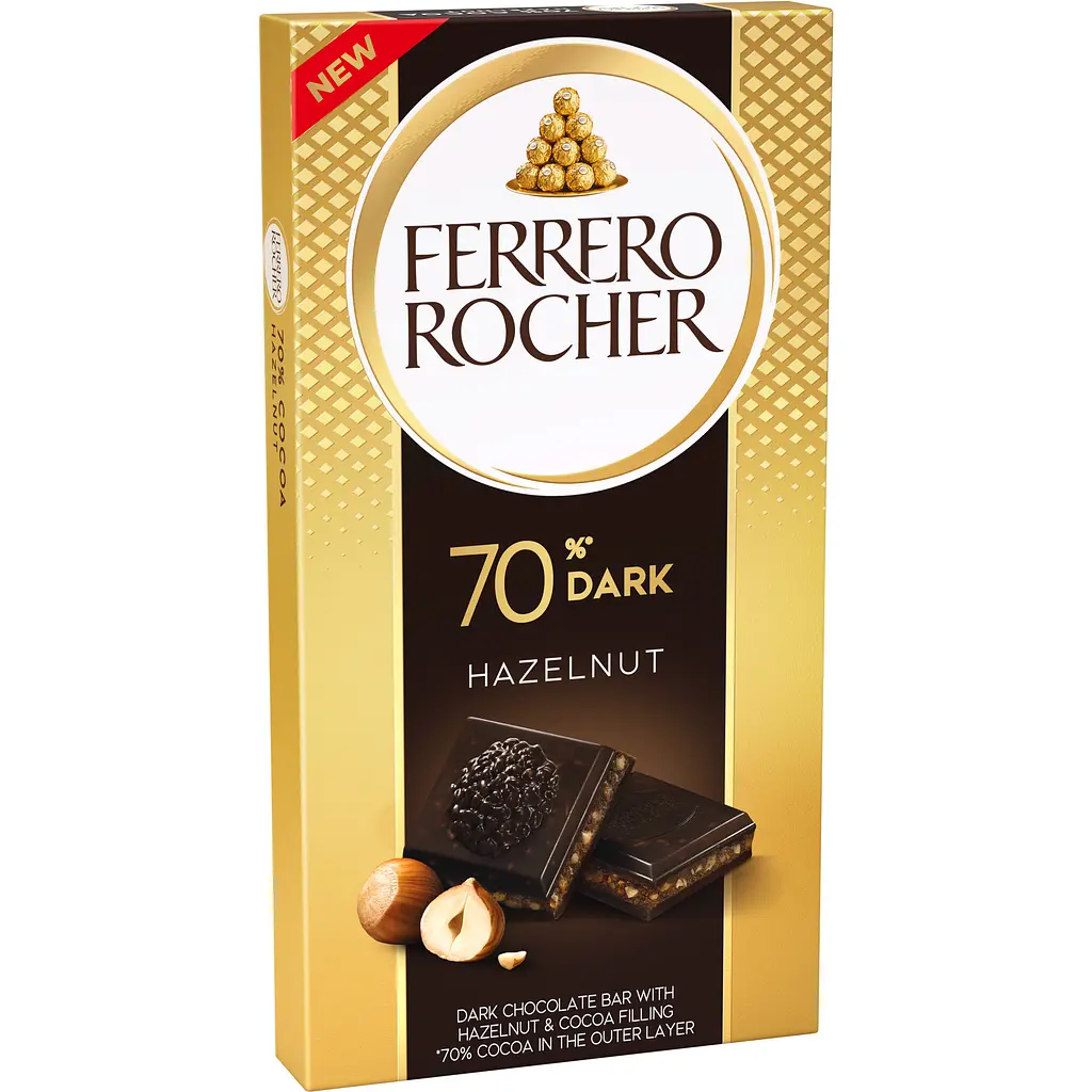 Шоколад Ferrero Rocher чорний (70%) з лісовим горіхом 90 г - фото 3