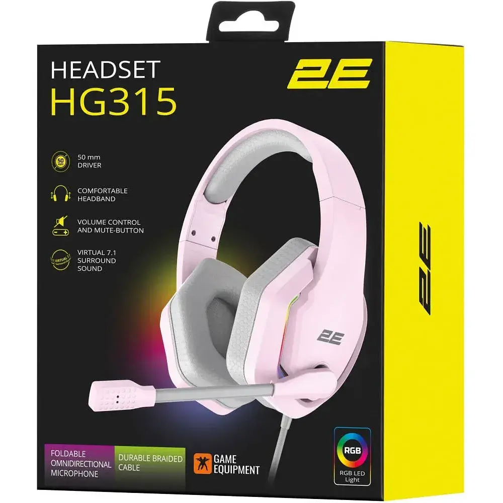 Наушники с микрофоном 2E GAMING HG315 RGB USB 7.1 Pink (2E-HG315PK-7.1) - фото 9