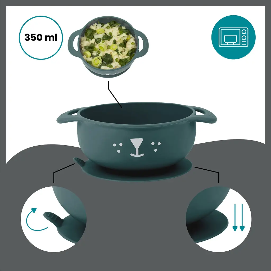 Набір тарілка на присосці і ложка Babymoov TAST'ISY, синій (A005405) - фото 5