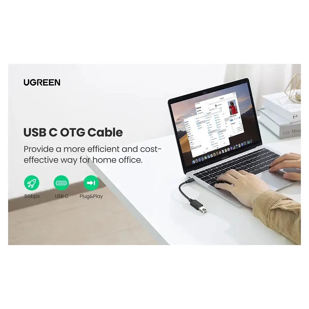 Перехідник OTG USB 3.0 AF to USB-C US154 black Ugreen (30701) - фото 8
