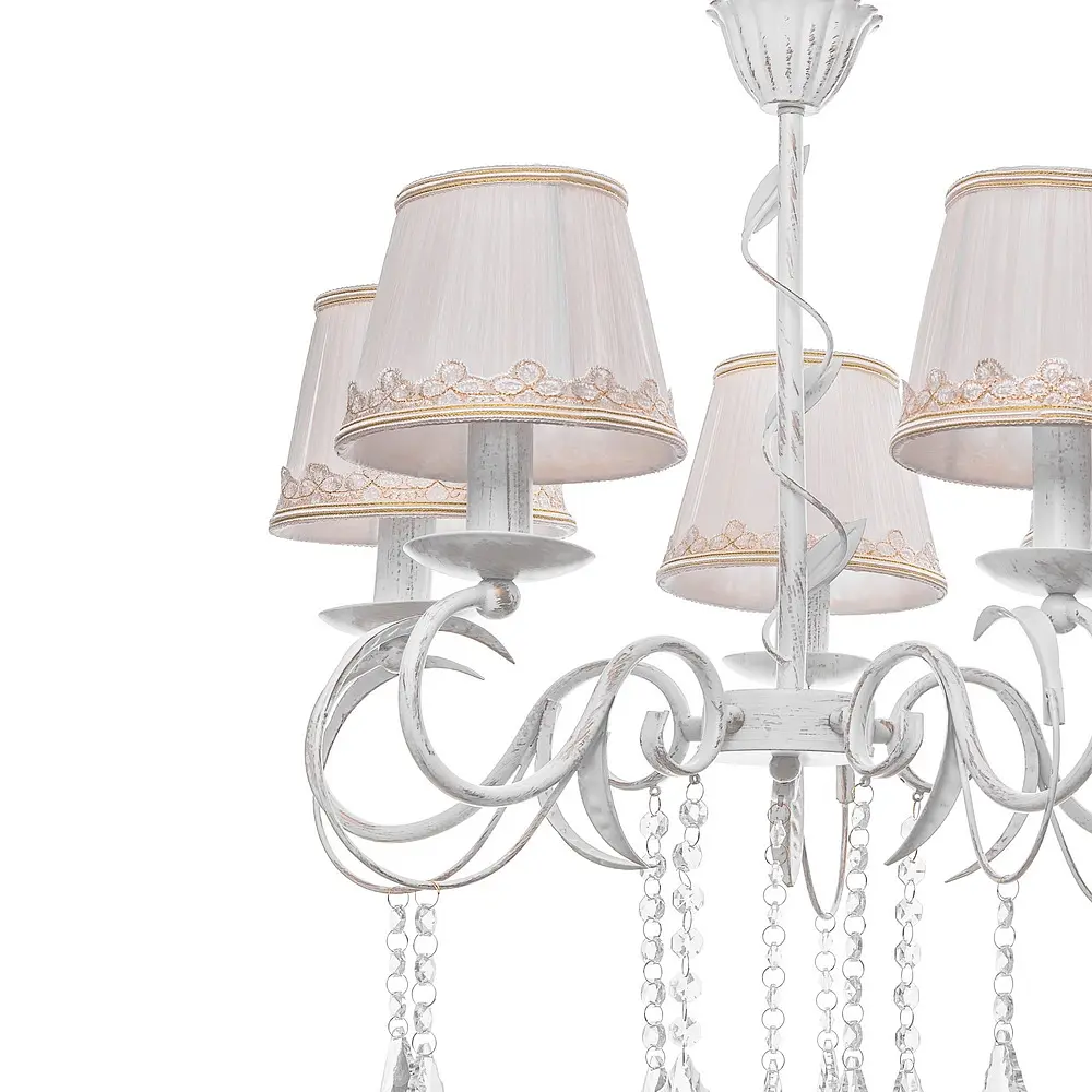 Люстра подвесная Brille прованс с абажуром E14 40W WH (BKL-667S/5) - фото 4
