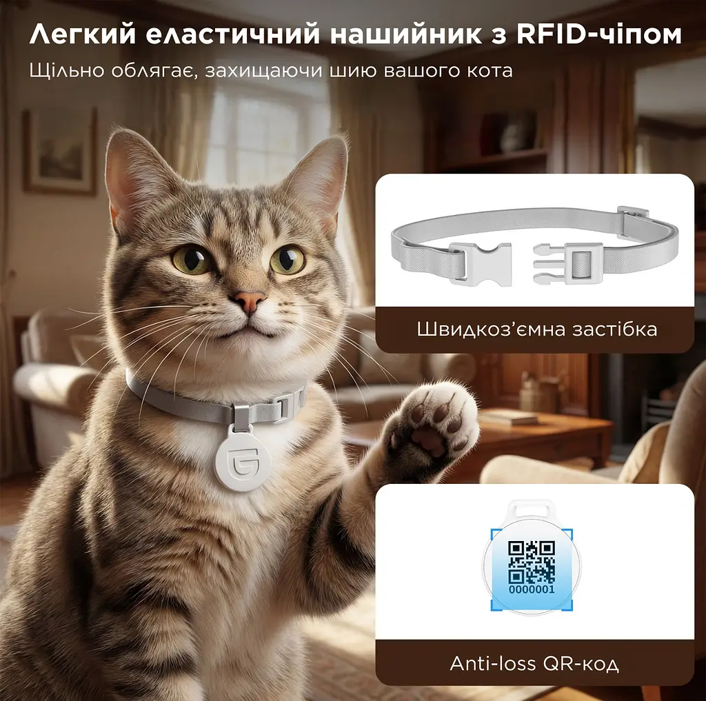 Автоматична годівниця для котів HoneyGuardіan SF35 RFID 4,6 л Wi-Fi з нашийником датчиком, чорний - фото 10