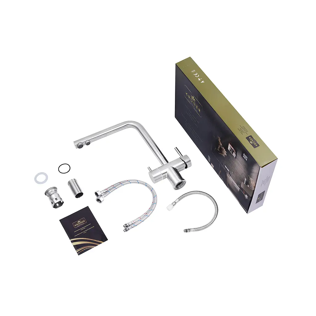 Смеситель для кухни с подключением к фильтру Kroner KRP Edelstahl Klassisch - ESG03811 CV027932 Нержавеющая сталь - фото 9