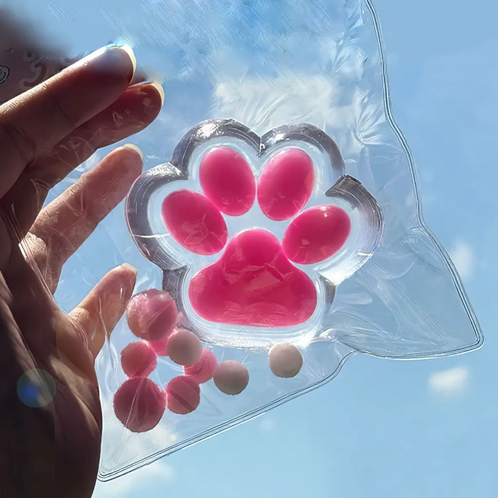 Сквіш антістрес UFT Squish Cat Paw кото лапка Transparent Magenta - фото 2